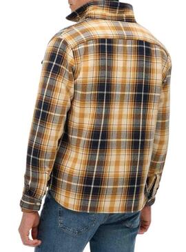 Camicia Superdry Merchant Heavy Checked in flanella gialla per uomo