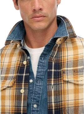 Camicia Superdry Merchant Heavy Checked in flanella gialla per uomo
