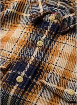 Camicia Superdry Merchant Heavy Checked in flanella gialla per uomo