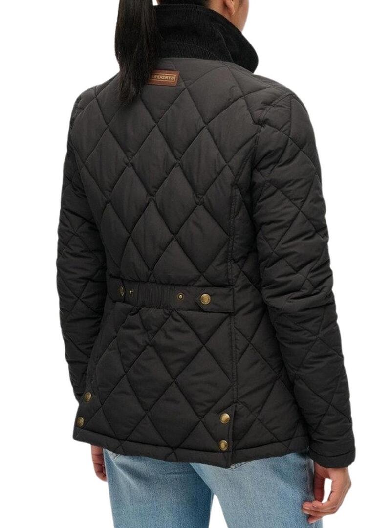 Cappotto Superdry Cord Trimmed Liner nero per donna.