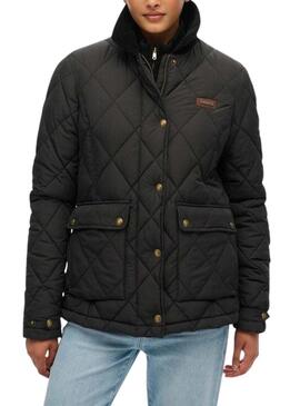 Cappotto Superdry Cord Trimmed Liner nero per donna.