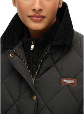 Cappotto Superdry Cord Trimmed Liner nero per donna.