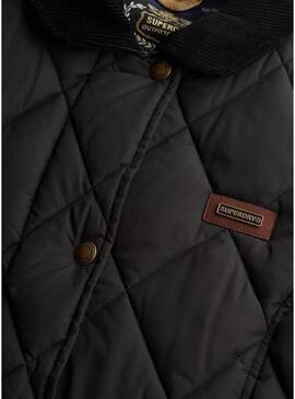 Cappotto Superdry Cord Trimmed Liner nero per donna.