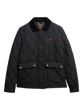 Cappotto Superdry Cord Trimmed Liner nero per donna.