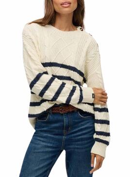 Maglione Superdry Cable beige per donna