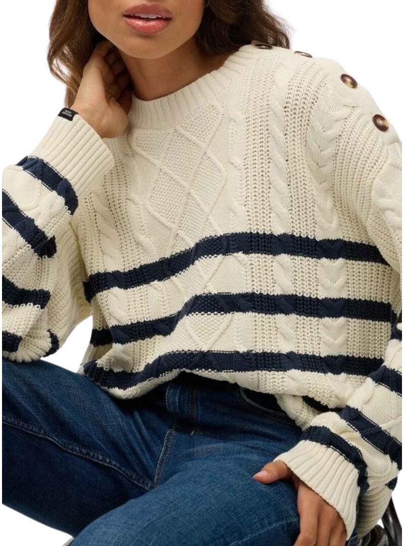 Maglione Superdry Cable beige per donna