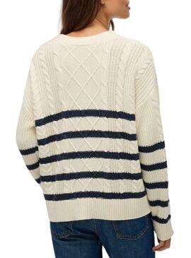Maglione Superdry Cable beige per donna