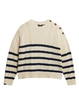 Maglione Superdry Cable beige per donna
