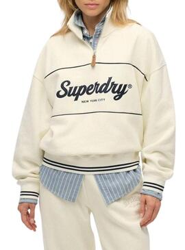 Felpa Superdry Country Club Loose beige per donna.