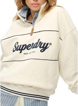 Felpa Superdry Country Club Loose beige per donna.