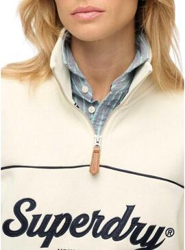 Felpa Superdry Country Club Loose beige per donna.