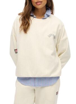 Felpa Superdry Athletic Relaxed Printed beige per donna