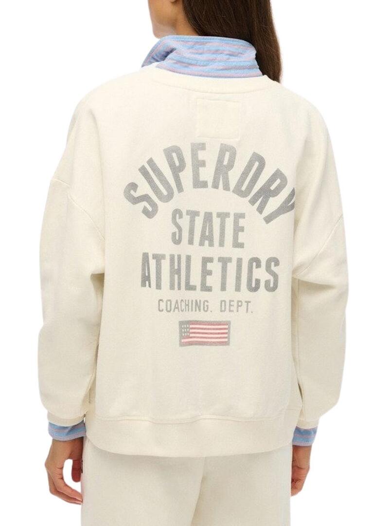 Felpa Superdry Athletic Relaxed Printed beige per donna