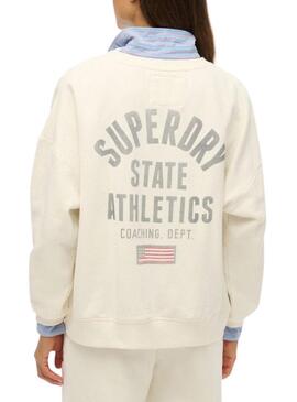 Felpa Superdry Athletic Relaxed Printed beige per donna