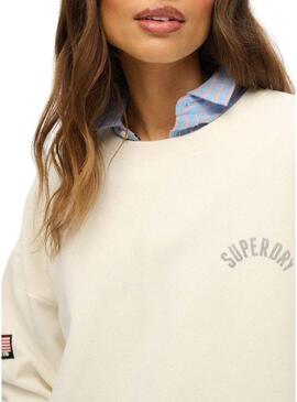 Felpa Superdry Athletic Relaxed Printed beige per donna
