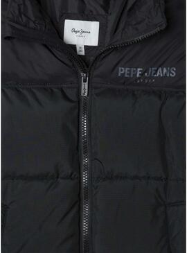 Giacca trapuntata Pepe Jeans Cash nera per bambino.