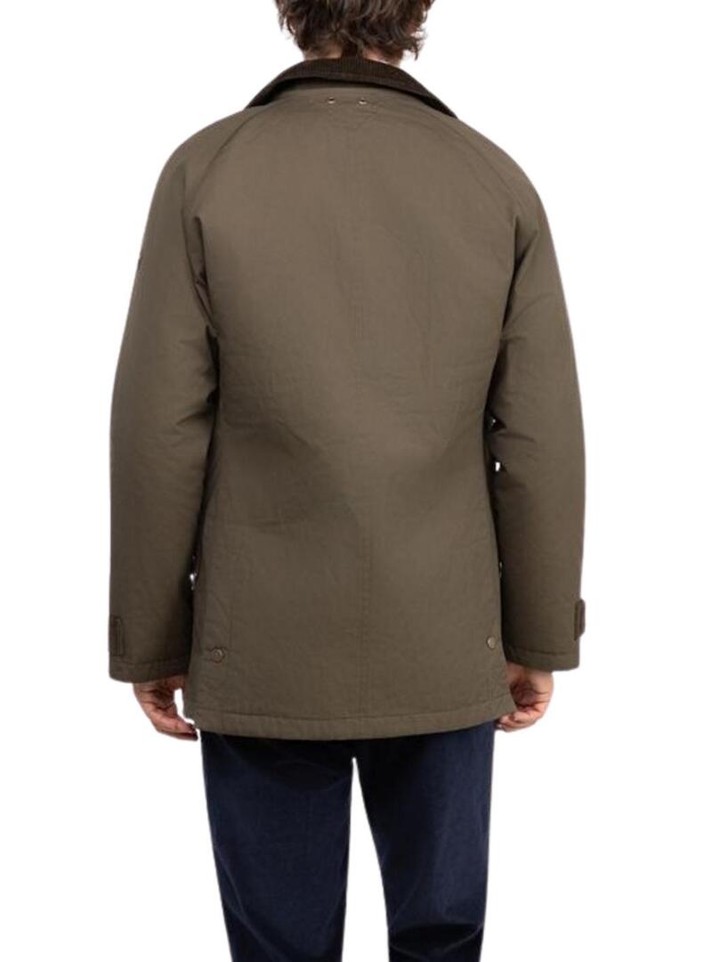 Parka El Ganso colletto di velluto a coste verde per uomo