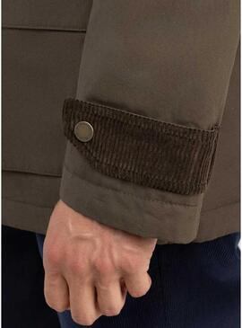 Parka El Ganso colletto di velluto a coste verde per uomo