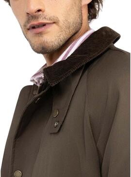 Parka El Ganso colletto di velluto a coste verde per uomo