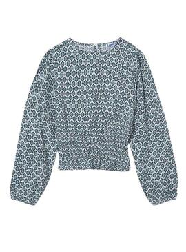 Blusa Mayoral stampata geometrica blu per ragazza