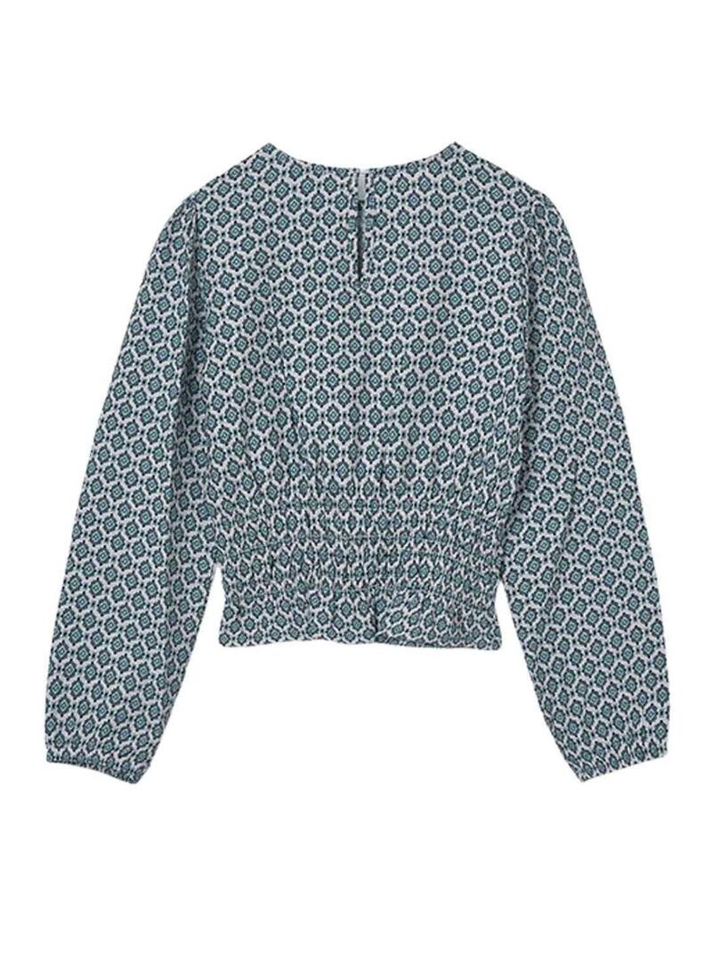 Blusa Mayoral stampata geometrica blu per ragazza