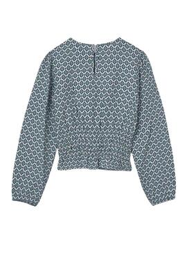Blusa Mayoral stampata geometrica blu per ragazza