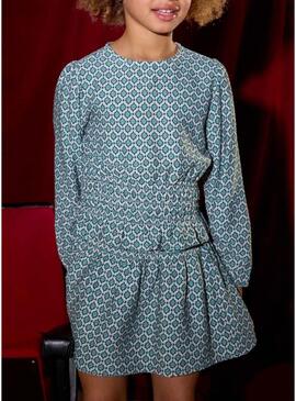 Blusa Mayoral stampata geometrica blu per ragazza