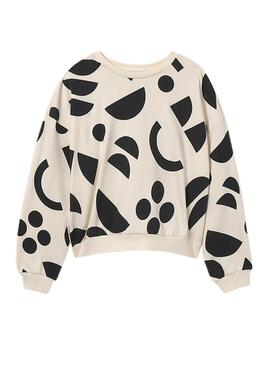 Felpa Mayoral con stampa geometrica bianca e nera per bambina.