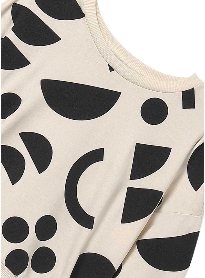 Felpa Mayoral con stampa geometrica bianca e nera per bambina.