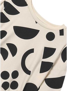 Felpa Mayoral con stampa geometrica bianca e nera per bambina.