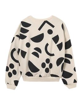 Felpa Mayoral con stampa geometrica bianca e nera per bambina.