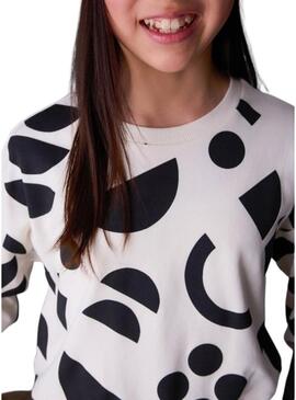 Felpa Mayoral con stampa geometrica bianca e nera per bambina.