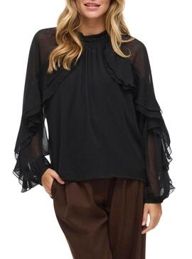 Blusa Vila Vibinna nera per donna