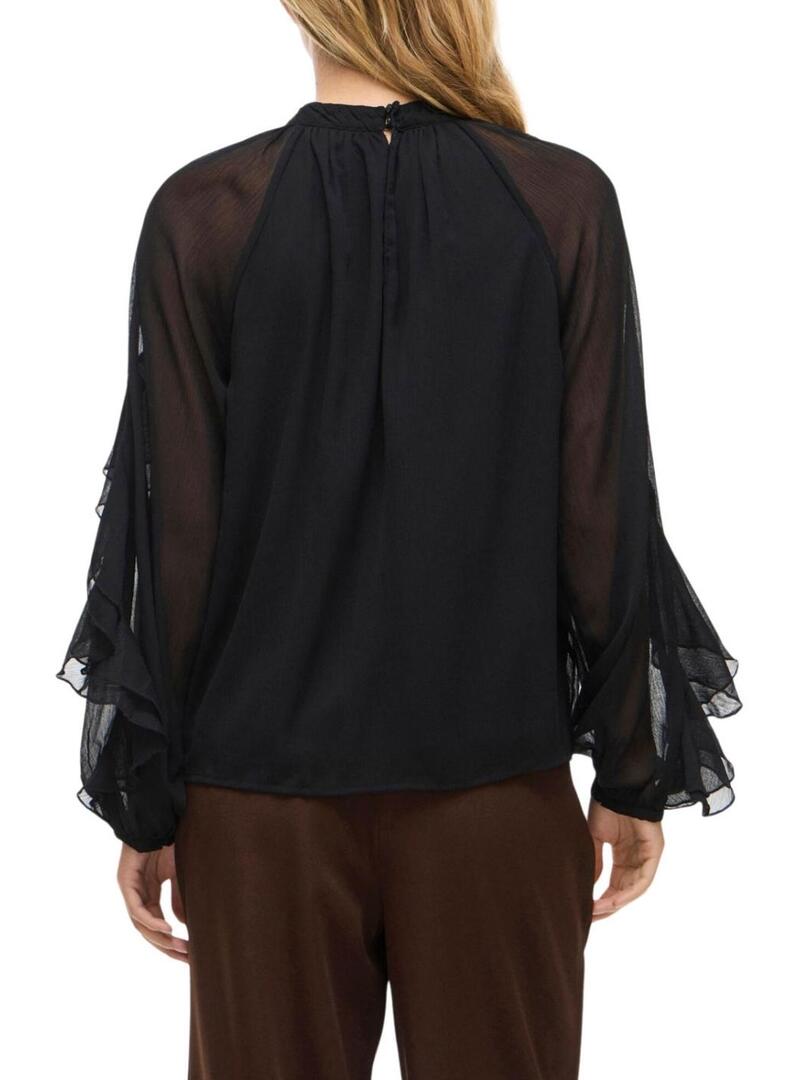 Blusa Vila Vibinna nera per donna