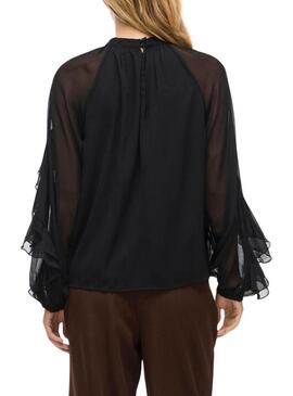 Blusa Vila Vibinna nera per donna