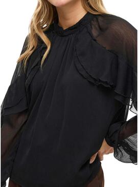 Blusa Vila Vibinna nera per donna