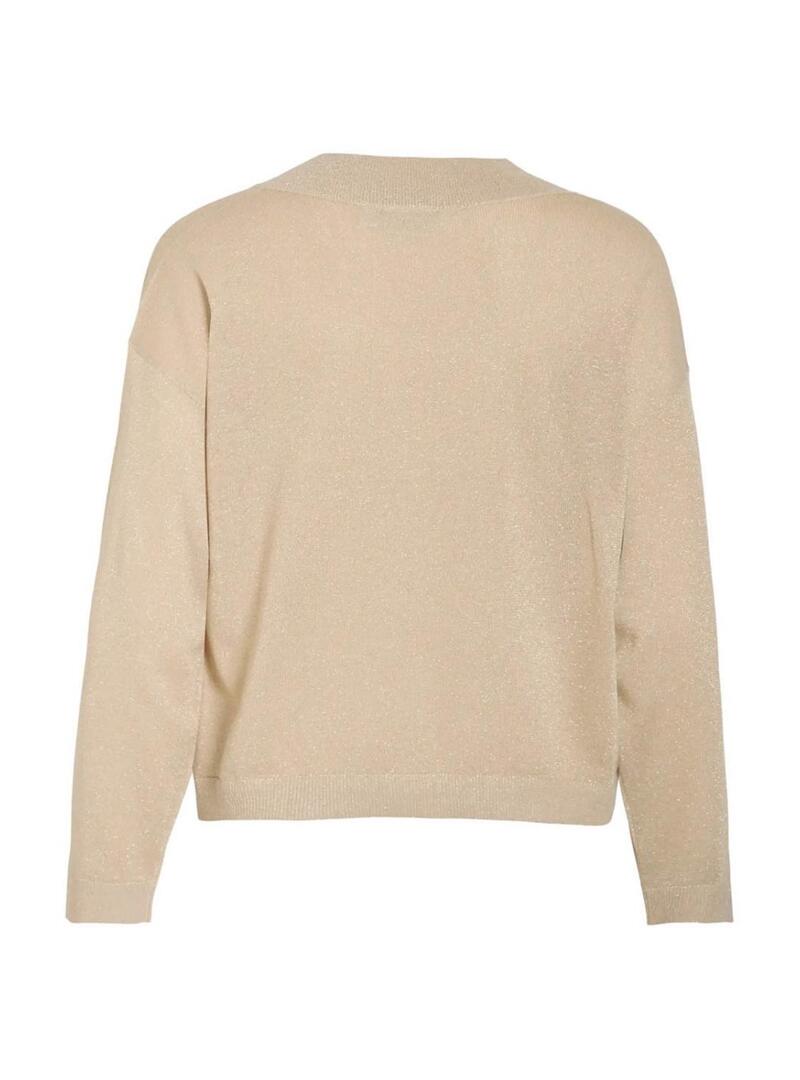 Maglia Vila Viginny beige glitter per donna.