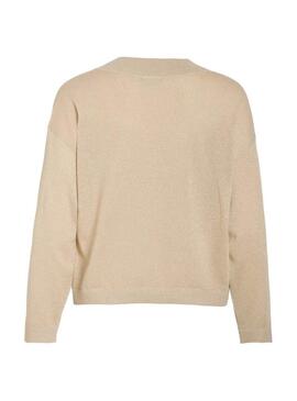 Maglia Vila Viginny beige glitter per donna.