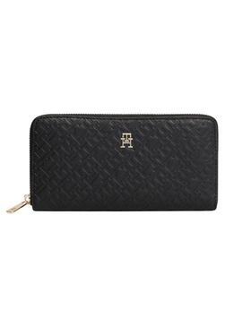 Portafoglio Tommy Hilfiger monogramma nero per donna.