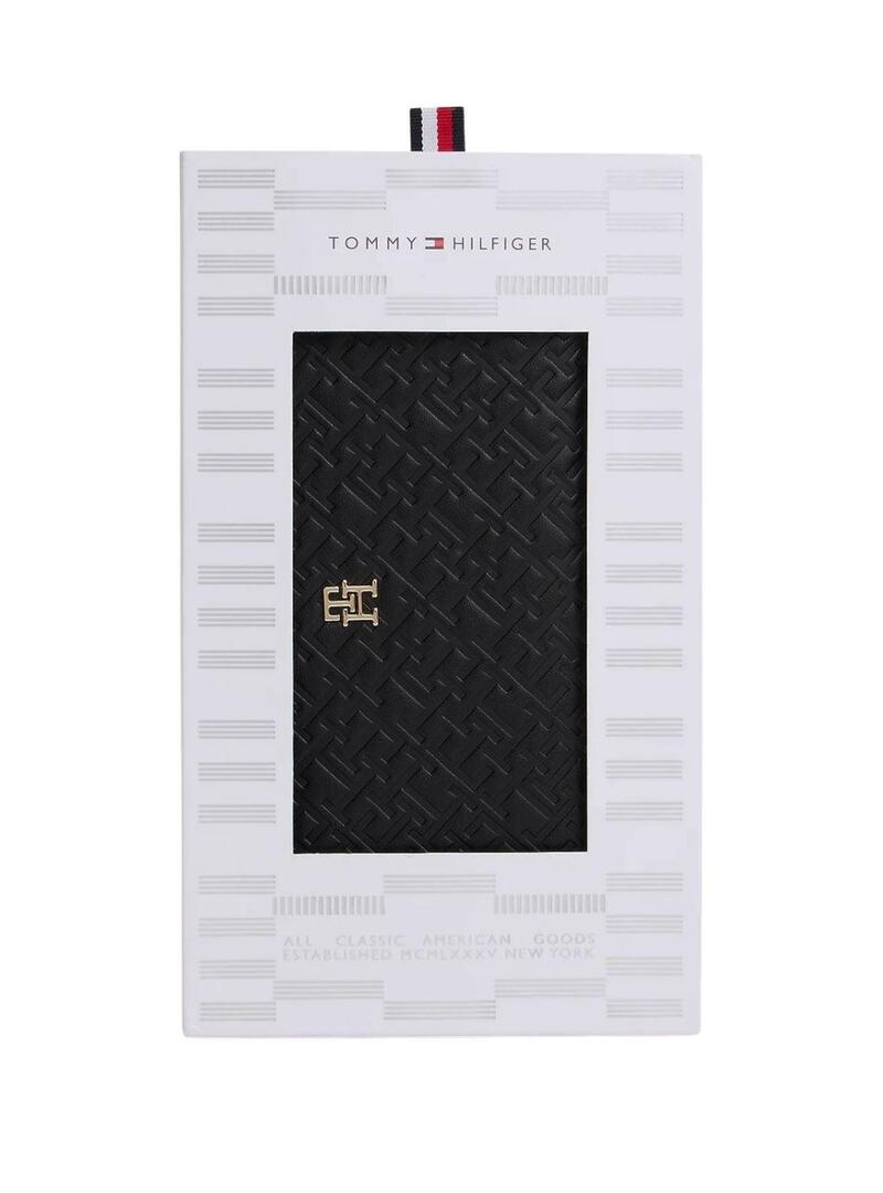 Portafoglio Tommy Hilfiger monogramma nero per donna.