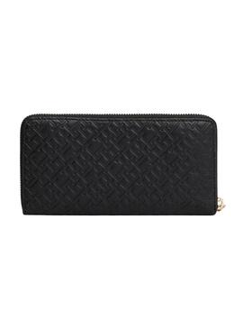 Portafoglio Tommy Hilfiger monogramma nero per donna.