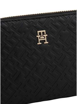Portafoglio Tommy Hilfiger monogramma nero per donna.