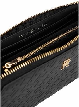 Portafoglio Tommy Hilfiger monogramma nero per donna.