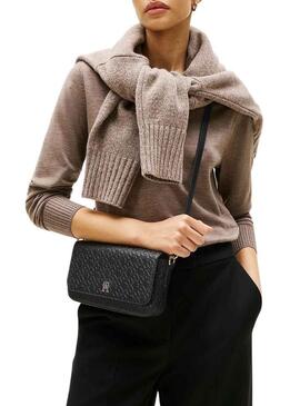 Borsa a tracolla Tommy Hilfiger Icon nera per donna