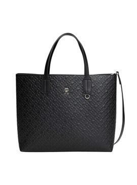 Borsa Tommy Hilfiger Icon Satchel nera per donna
