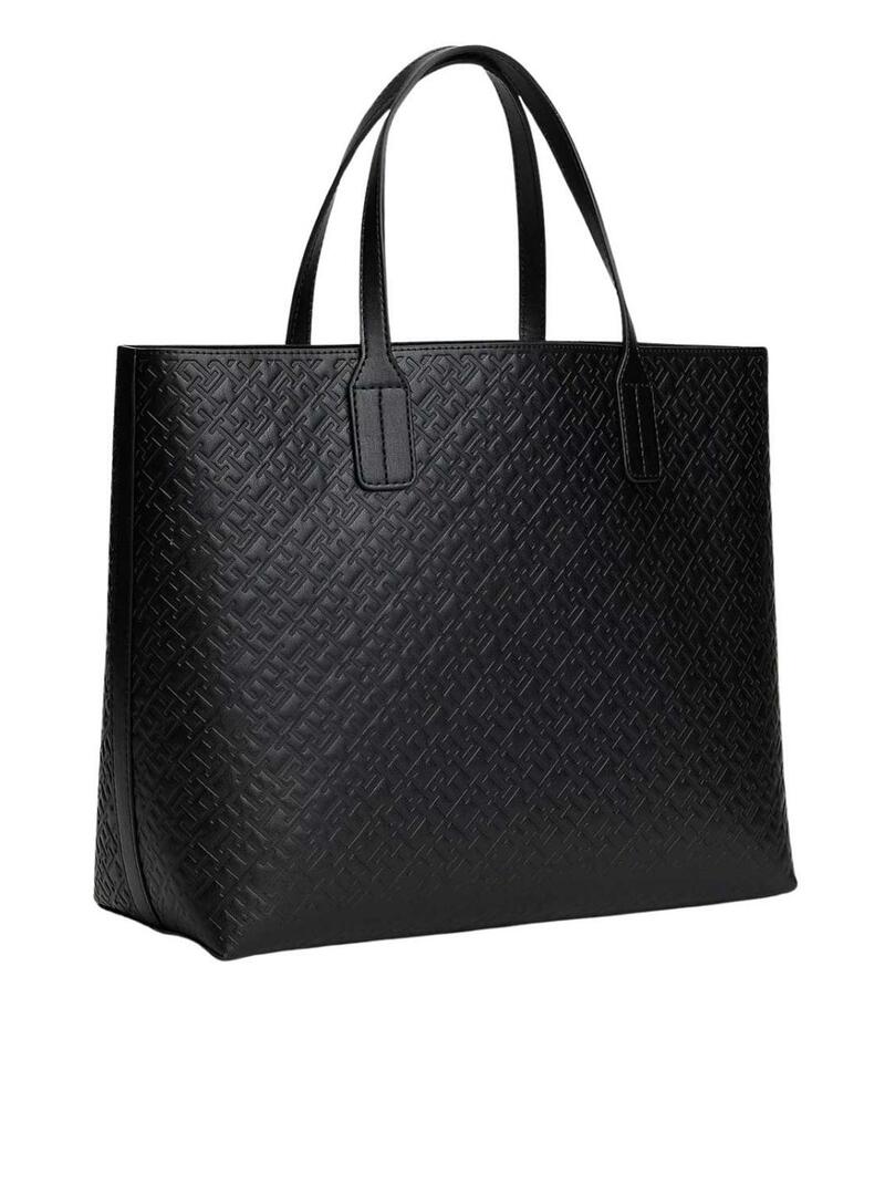 Borsa Tommy Hilfiger Icon Satchel nera per donna