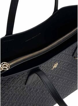 Borsa Tommy Hilfiger Icon Satchel nera per donna