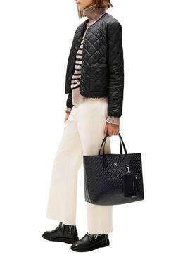 Borsa Tommy Hilfiger Icon Satchel nera per donna
