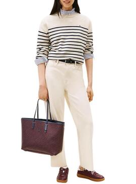 Borsa tote Tommy Hilfiger Monoplay blu e rosso per donna