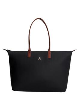 Borsa Tommy Hilfiger maxi tote in nylon nero per donna